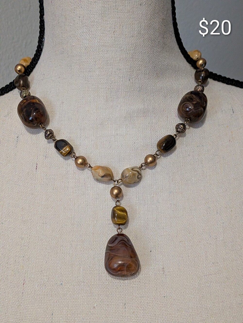 Elegant Brown Agate Drop Necklace - Women Jewelry